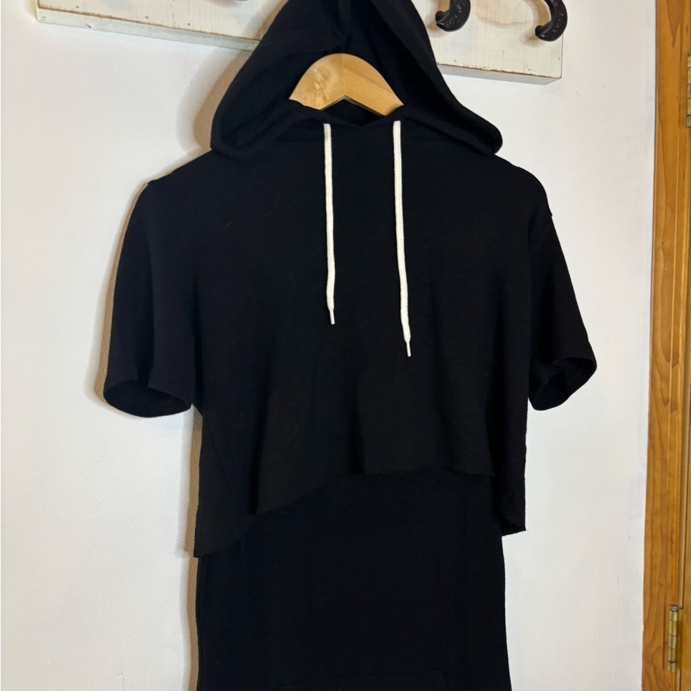 Monrow Double Layer Hoodie Dress Black M - Picture 5 of 8